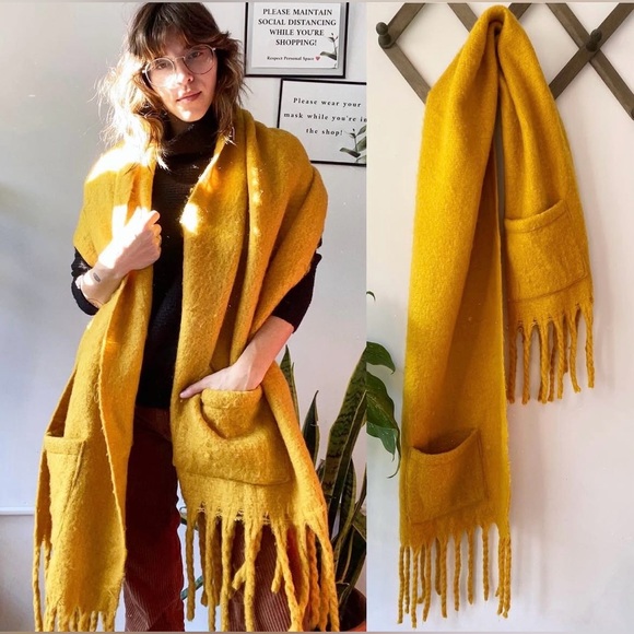 Steve Madden Other - Steve‎ Madden Mustard Fringe Scarf